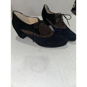 Hassia Sacchetto 7.5 Suede Lace Up Heel Shoe Blue Black Brown Premium Comfort
